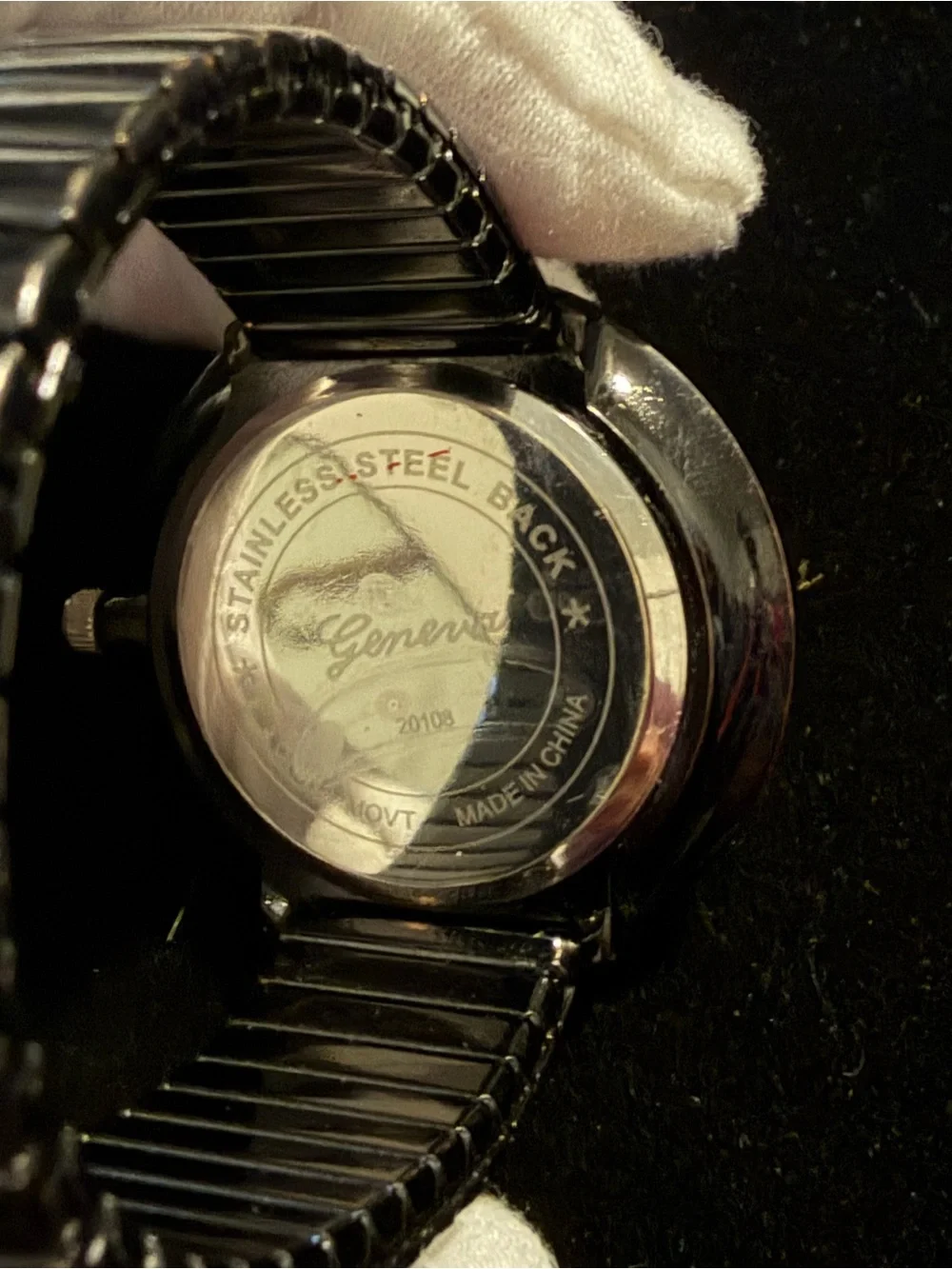 Geneva Black & White Easy-Read Analog Watch